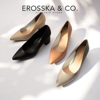 [FORM BÉ TĂNG 1 SIZE] - Giày cao gót Erosska mũi nhọn kiểu dáng cơ bản cao 5cm màu đen _ EP011