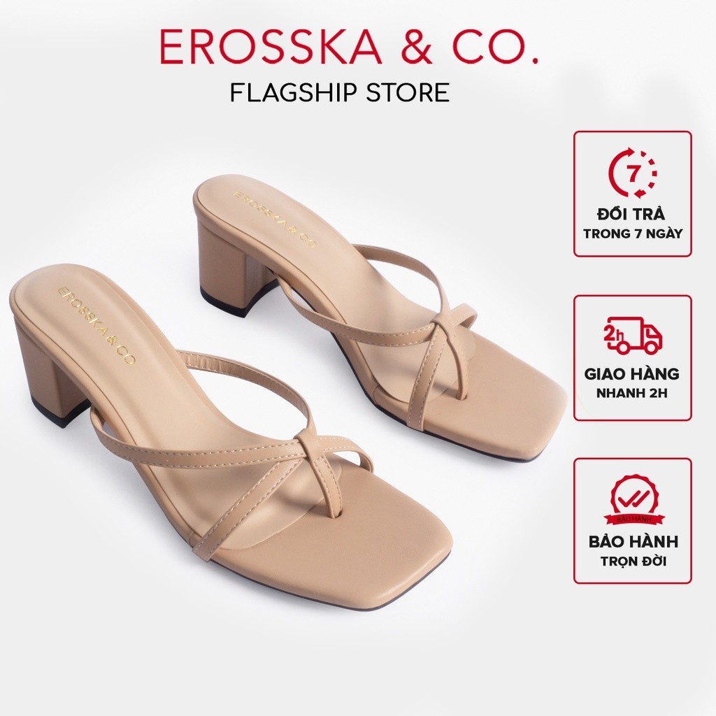 Guốc Cao Gót Xỏ Ngón Erosska Hàn Quốc cao 5cm màu nude _ EM075