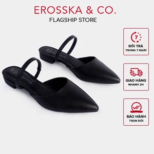 Erosska - Giày cao gót nữ đế xẹp mũi nhọn thời trang màu đen ver 3 - EL019