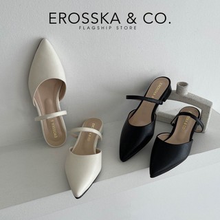 Erosska - Giày cao gót nữ đế xẹp mũi nhọn thời trang màu đen ver 3 - EL019