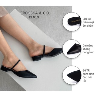 Erosska - Giày cao gót nữ đế xẹp mũi nhọn thời trang màu đen ver 3 - EL019