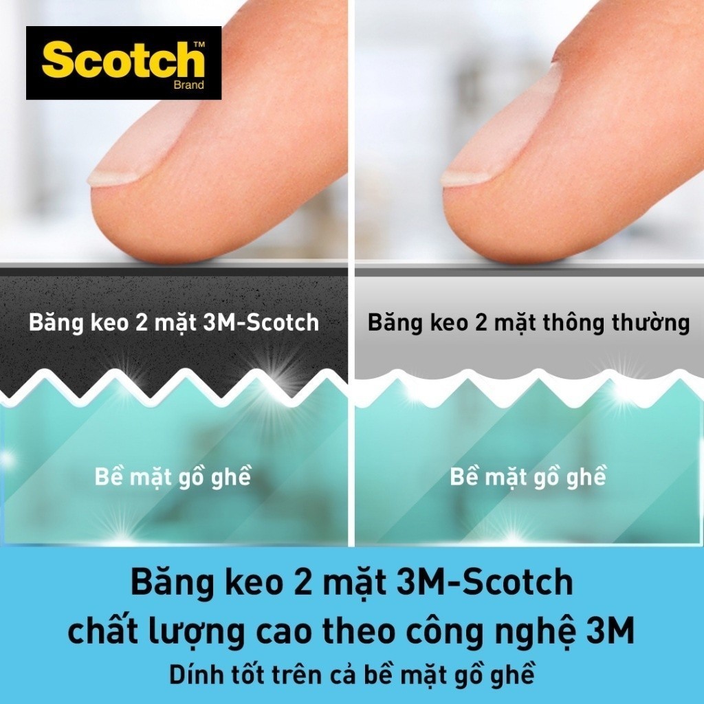 Ảnh Băng keo hai mặt 3M™ Scotch®, trong suốt, siêu dính, độ bền cao, chống tia UV, kéo nhẹ nhàng, 1 cuộn, Dùng trong nhà 4
