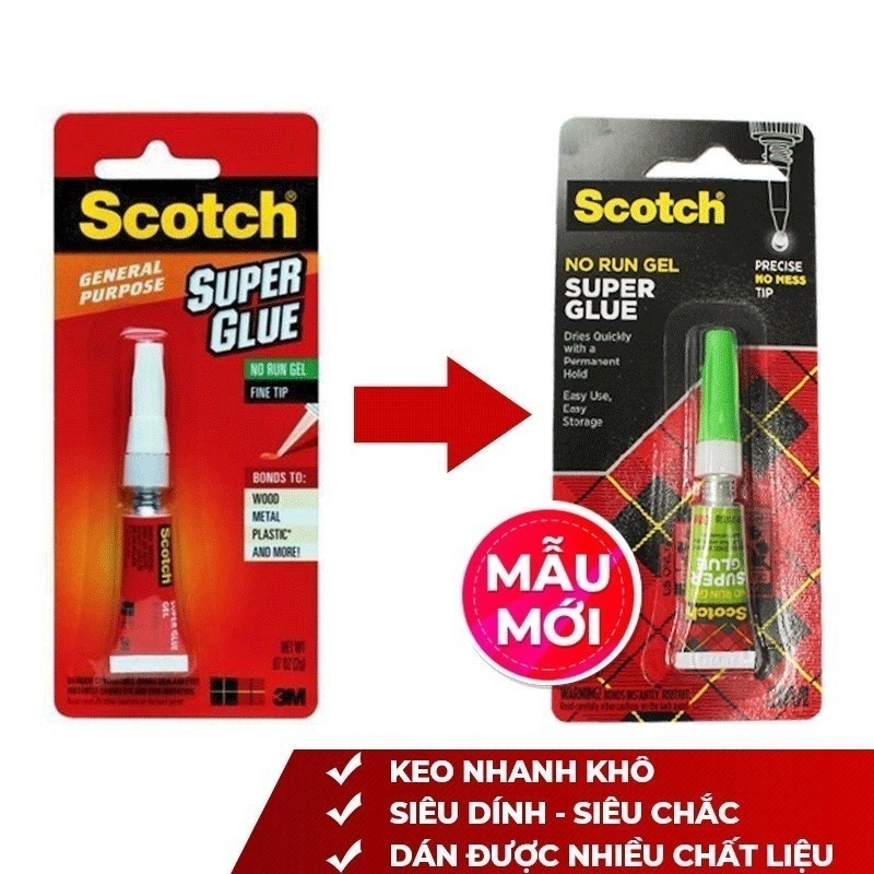 Ảnh Combo 3 Keo dán đa năng 3M™ Scotch®, siêu dính, trong suốt, dạng loãng, mau khô, 2g/ống, Dán được nhiều chất liệu 2
