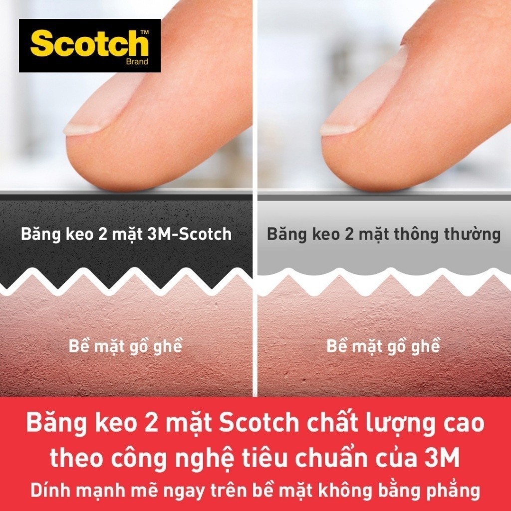 Ảnh Băng keo hai mặt 3M™ Scotch®, siêu dính, độ bền cao, dính tốt trên bề mặt được sơn, 1 cuộn, Dùng trong nhà và ngoài trời 4