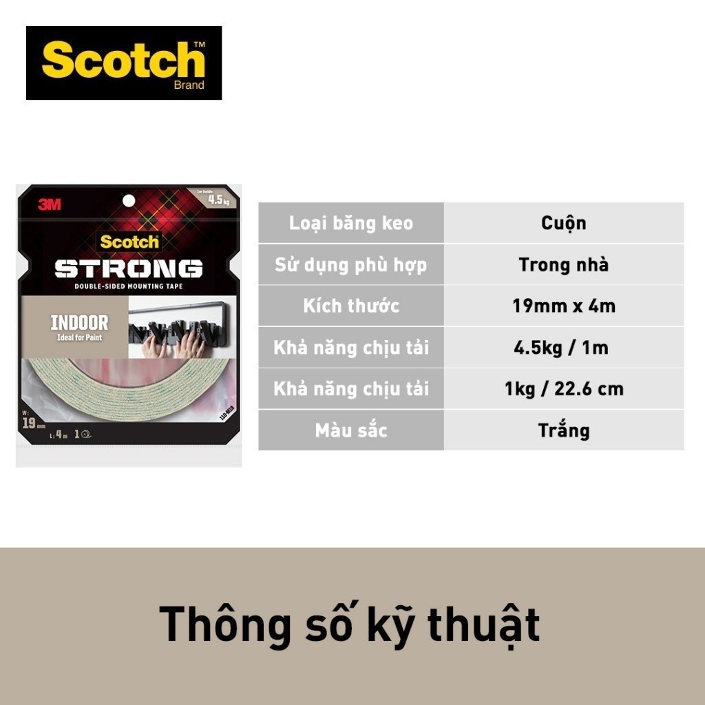 Ảnh Băng keo hai mặt 3M™ Scotch®, siêu dính, độ bền cao, chống tia UV, kéo nhẹ nhàng, 1 cuộn, Dùng trong nhà 2