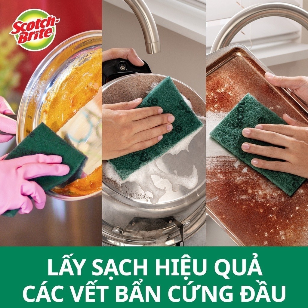 Ảnh Cước rửa chén siêu sạch 3M™ Scotch-Brite®, sợi cước chất lượng cao, gói 5 miếng, 150x100mm 3