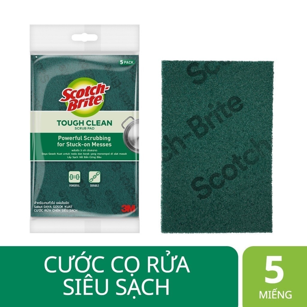 Ảnh Cước rửa chén siêu sạch 3M™ Scotch-Brite®, sợi cước chất lượng cao, gói 5 miếng, 150x100mm 1
