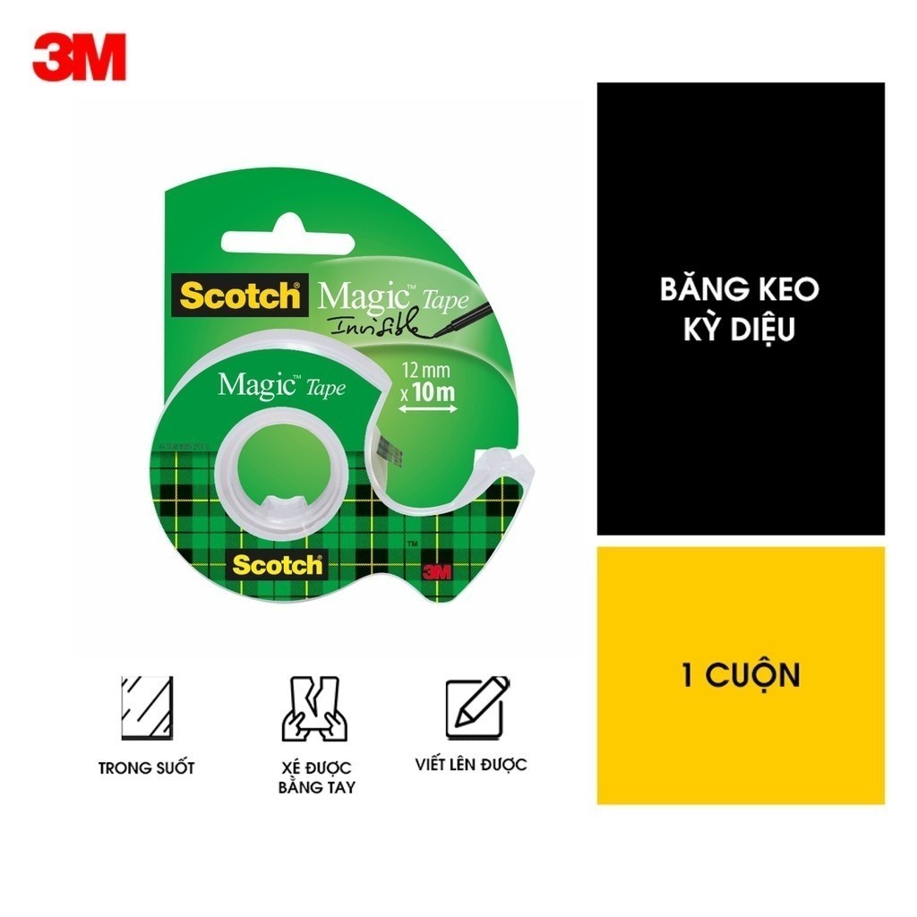 Ảnh Băng keo đa năng 3M™ Scotch®, trong suốt, dính siêu tốt, viết lên được, 19.05mmx7.62m, Đa năng, sửa chữa các tài liệu 2