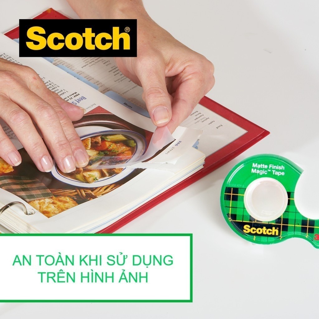 Ảnh Băng keo đa năng 3M™ Scotch®, trong suốt, dính siêu tốt, viết lên được, 19.05mmx7.62m, Đa năng, sửa chữa các tài liệu 3