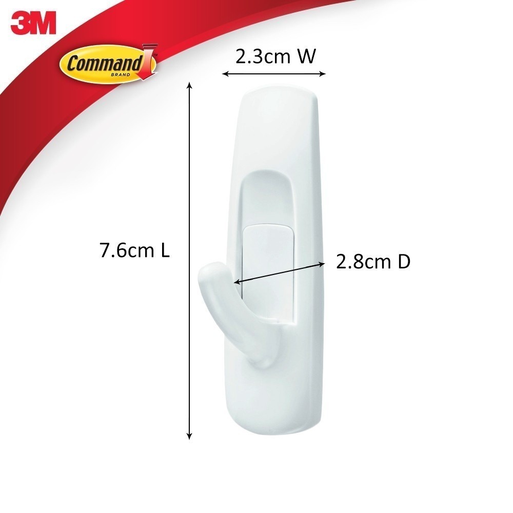 Ảnh Móc dán tường chịu lực 1.3kg 3M™ Command™, 17001, độ bền cao, bám cực chắc, chịu lực 1.3kg, vỉ 2 cái 2