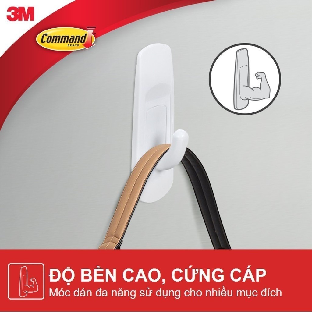 Ảnh Móc dán tường chịu lực 1.3kg 3M™ Command™, 17001, độ bền cao, bám cực chắc, chịu lực 1.3kg, vỉ 2 cái 4