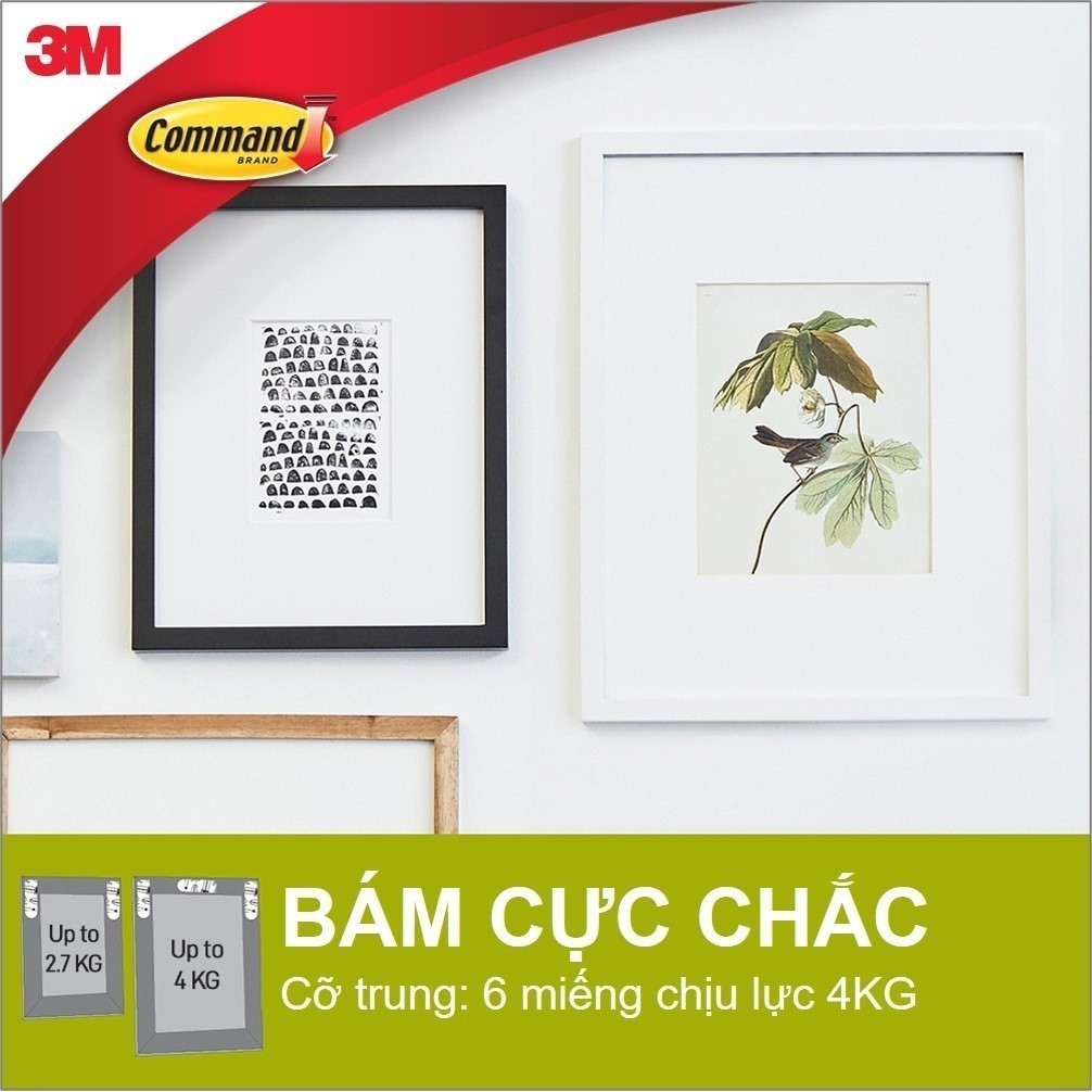 Ảnh Bộ 8 Miếng dán treo tranh 3M™ Command™, 17206, độ bền cao, bám cực chắc, tải trọng 5.4kg, Dùng treo tranh 4