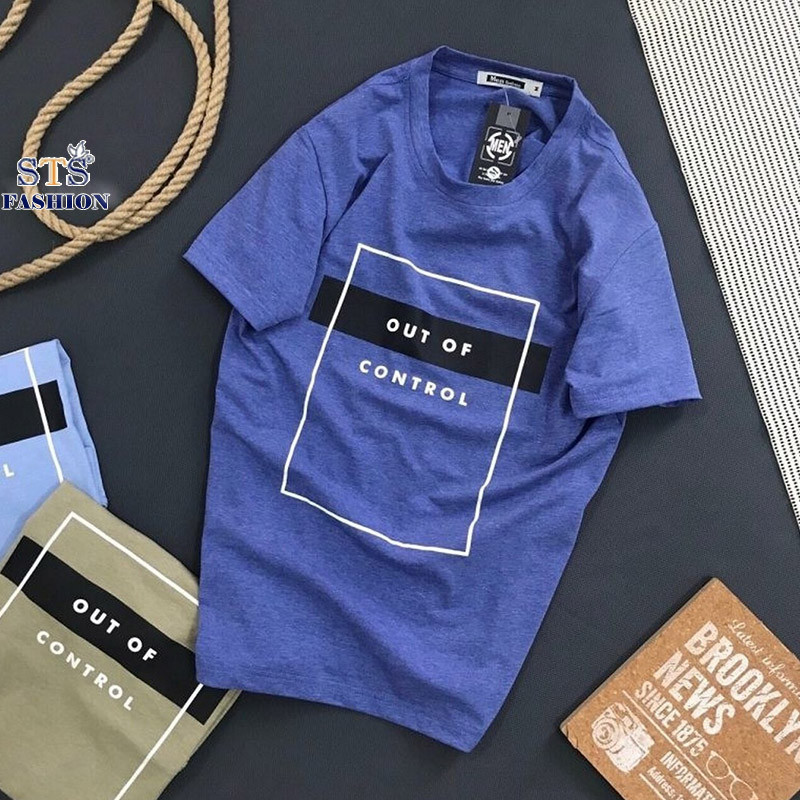 (Hàng Đẹp) Áo thun nam in chữ cổ tròn, thun cotton muối thoáng mát, trẻ trung, màu sắc tươi sáng dễ phối đồ -STS0044