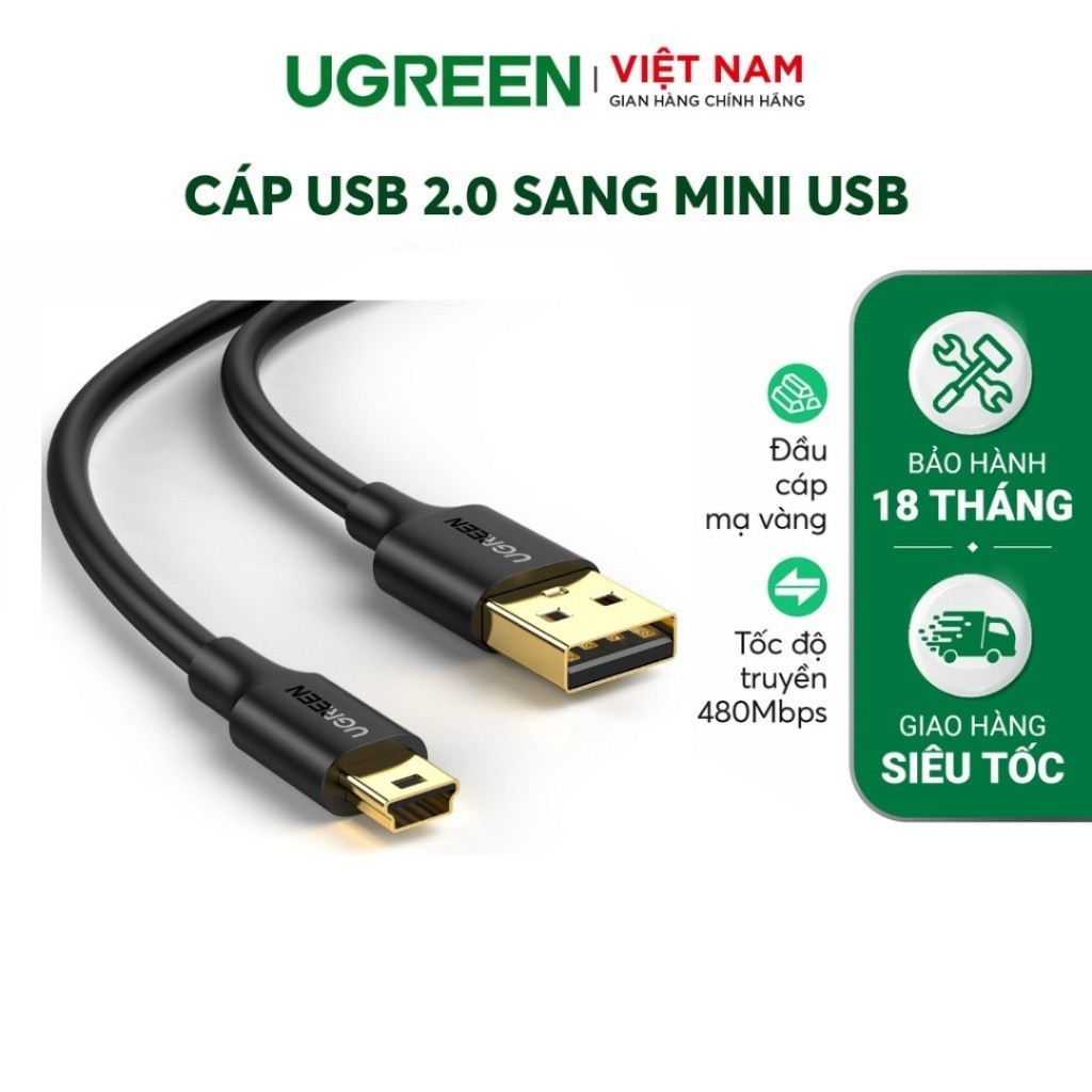 Ugreen 10385 1.5m USB 2.0 a Male to Mini 5 Pin Male Cable Gold Plated -  Technoholic