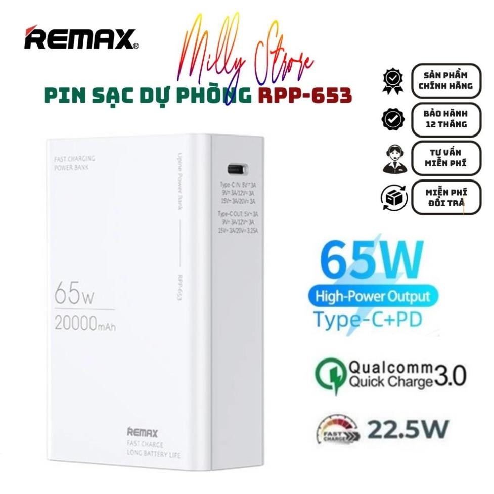 Pin Dự Phòng Sạc Nhanh 65W Remax RPP-653 20.000mAh. Sạc Được Laptop ...