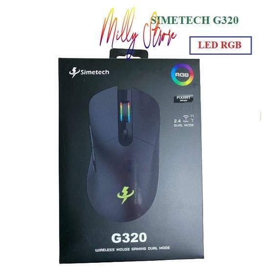 Mouse ko dây SIMETECH G320 Led RGB Black Wireless (Pin sạc, Công tắc, 6 ...
