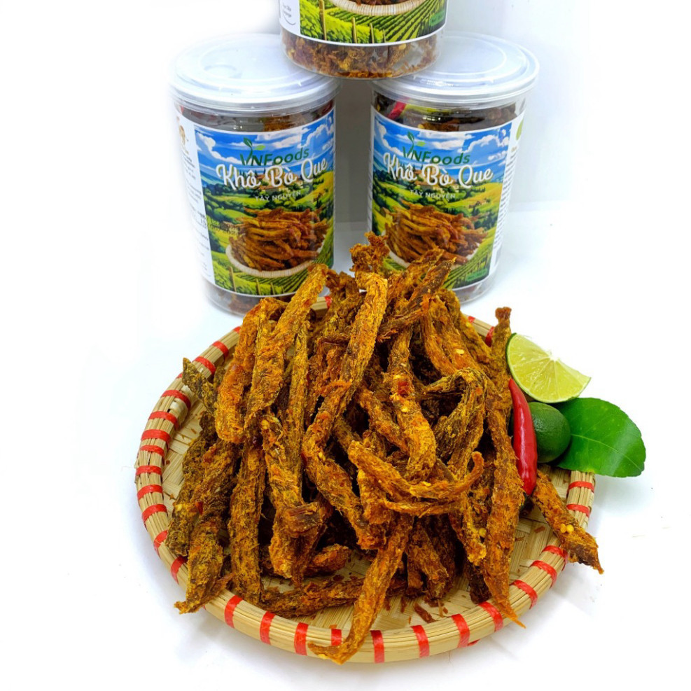 Khô Bò Que Tây Nguyên 200Gr Xuất Khẩu 100% Thịt Bò Tươi VNFoods