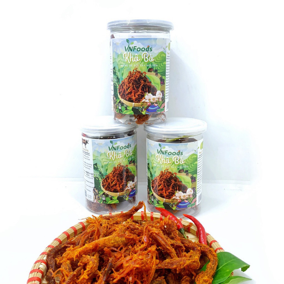 Khô Bò Miếng Xé Sợi Tây Nguyên 200Gr Đảm Bảo VSATTP VNFoods