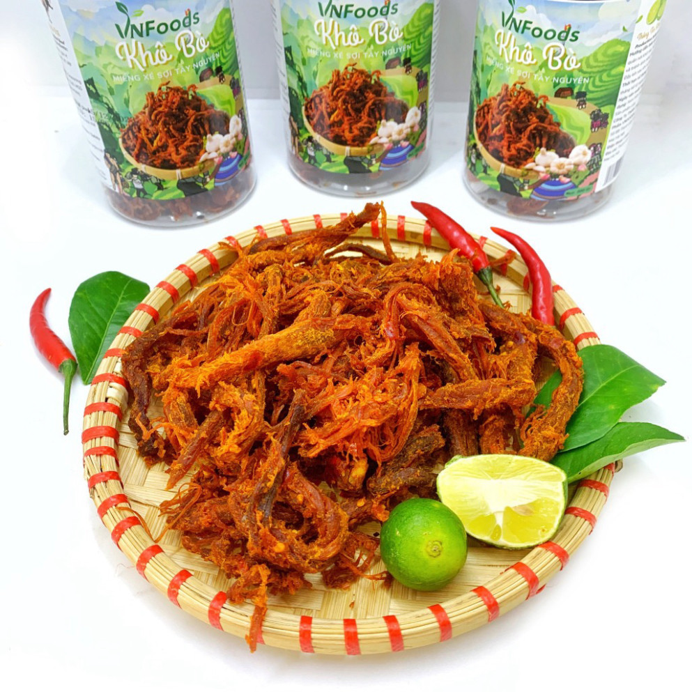 Khô Bò Miếng Xé Sợi Tây Nguyên 200Gr Đảm Bảo VSATTP VNFoods