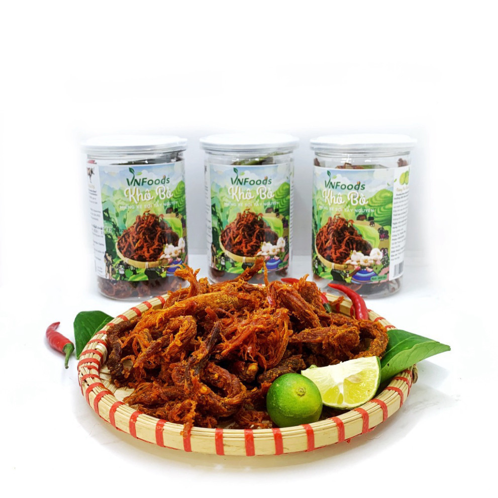 Khô Bò Miếng Xé Sợi Tây Nguyên 200Gr Đảm Bảo VSATTP VNFoods