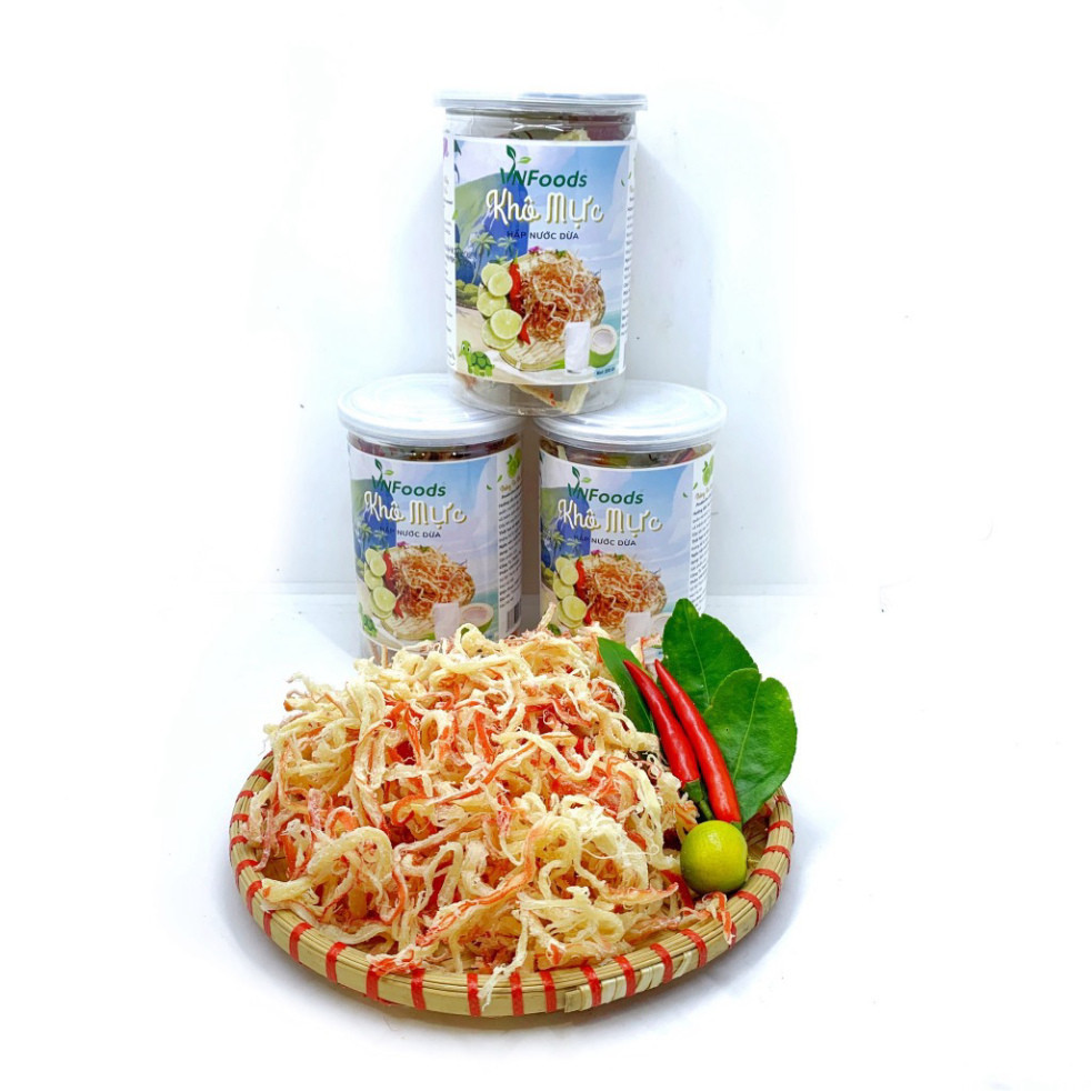 Khô Mực Xé Sợi Hấp Nước Dừa Hàng Thái Lan 200Gr Đảm Bảo ATTP VnFoods