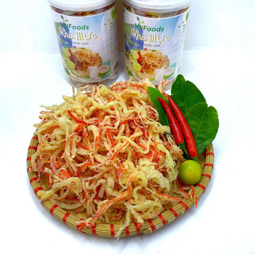 Khô Mực Xé Sợi Hấp Nước Dừa Hàng Thái Lan 200Gr Đảm Bảo ATTP VnFoods