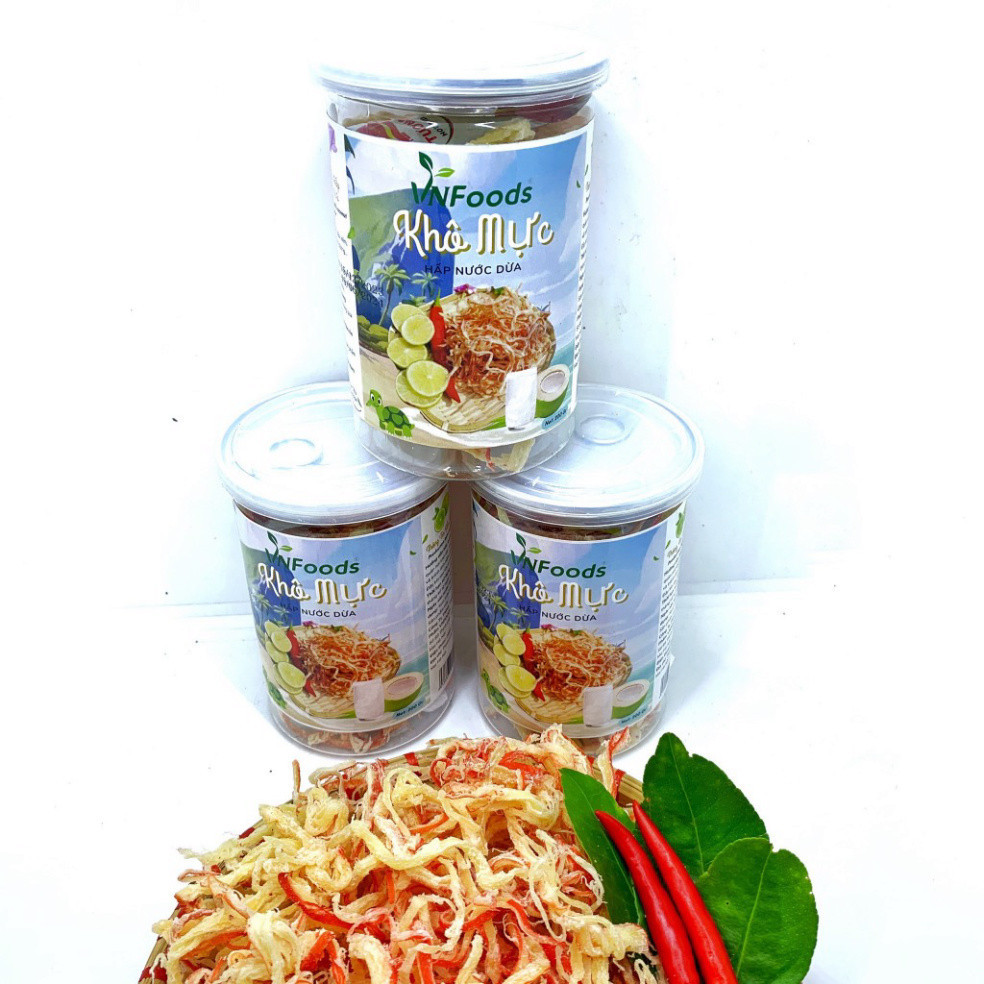 Khô Mực Xé Sợi Hấp Nước Dừa Hàng Thái Lan 200Gr Đảm Bảo ATTP VnFoods