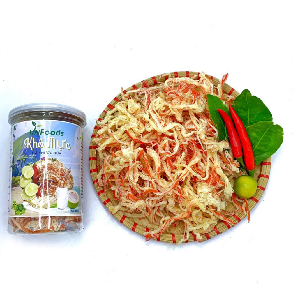 Khô Mực Xé Sợi Hấp Nước Dừa Hàng Thái Lan 200Gr Đảm Bảo ATTP VnFoods