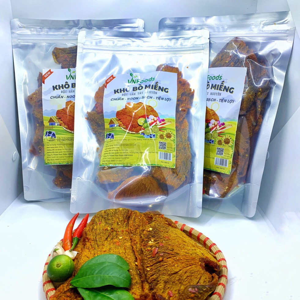 Khô Bò Miếng Tây Nguyên 500Gr Đảm Bảo ATVSTP VNFoods