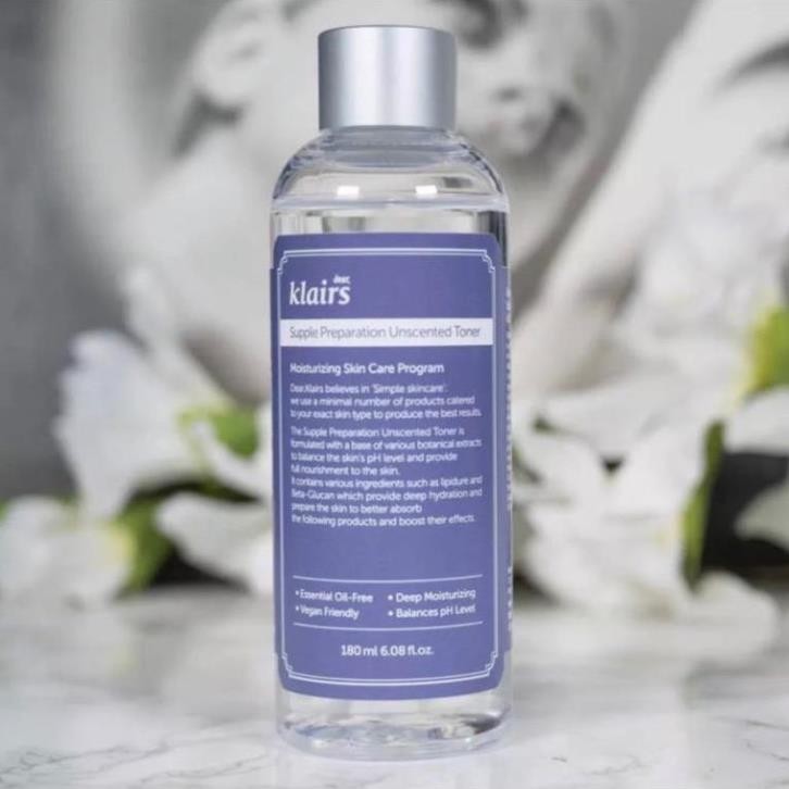 Nước Hoa Hồng/ TONER Dear Klairs Supple Preparation Unscented Toner Không Mùi Dưỡng Ẩm Và Làm Mềm Da 180ml