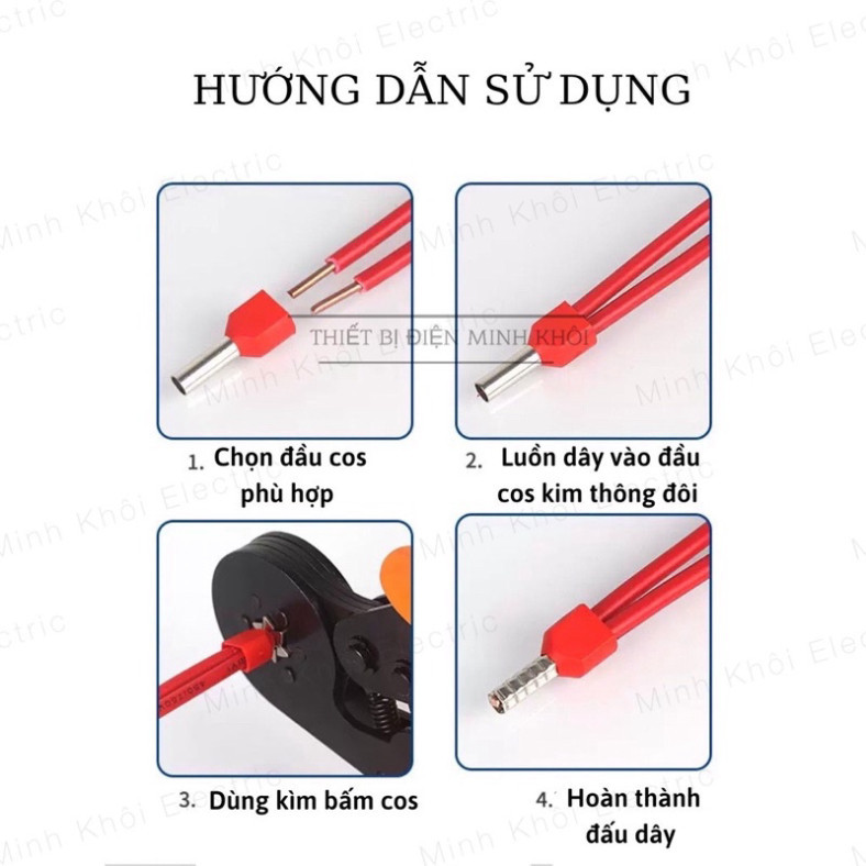 Cos Pin Rỗng Đôi túi 100c, Cos kim đôi, cốt kim thông, đầu cốt bấm dây Cao Cấp