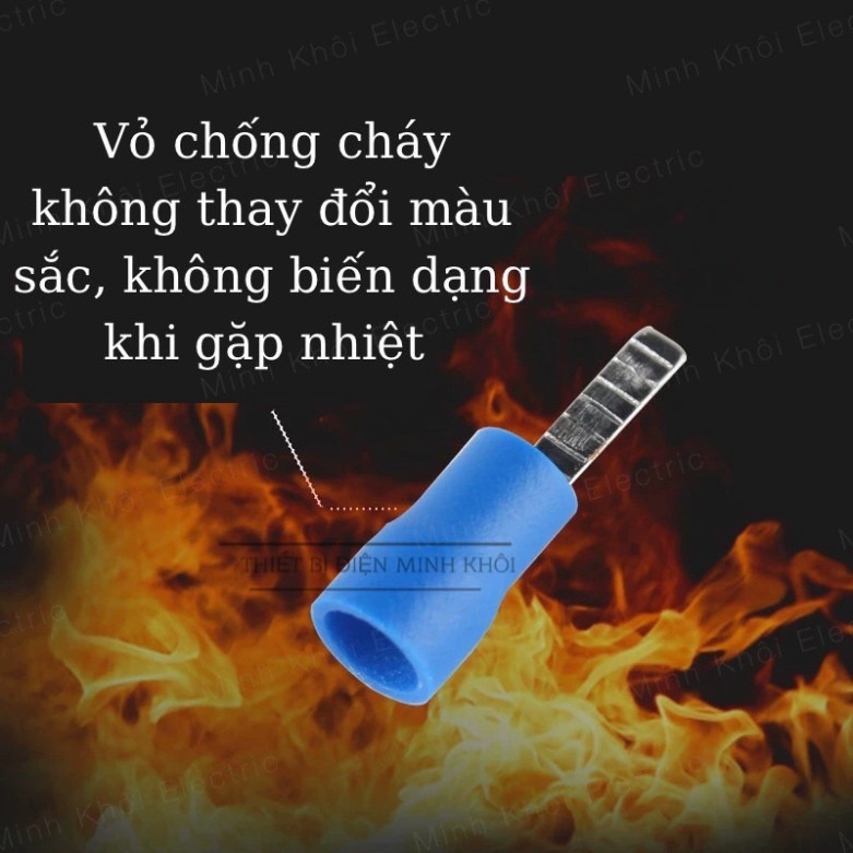 Cos Kim Dẹt Bọc Nhựa 100c, cos pin dẹp, đầu cốt kim dẹp, cốt pin dẹt nối điện Cao Cấp