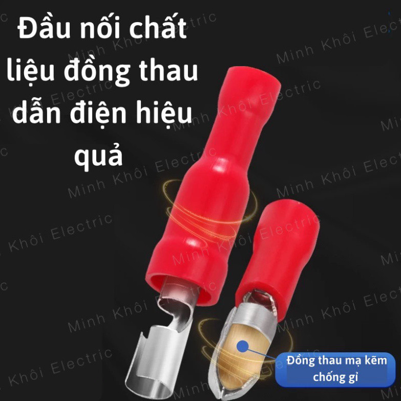 100 Cos Đầu Đạn,đầu cos nối dây điện, cốt đực cái, cosse hình đầu đạn, giắc cắm cách điện, bắp chuối duc cai, jack nối C