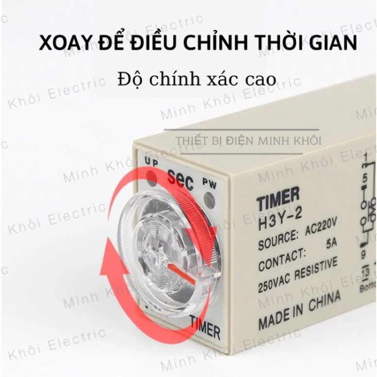 Rơ le thời gian H3Y-2, H3Y-4 Các Loại Kèm Đế, công tắc hẹn giờ, relay thời gian, timer hẹn giờ, timer cơ Cao Cấp