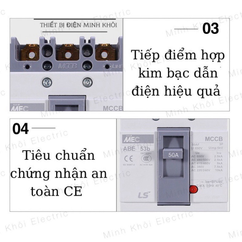 Aptomat Khối 3 Pha LS ABE và ABN 20A ~ 100A, cầu dao điện MCCB LS 3P ABN, ABE, cầu dao tự động, át khối, atomat, CB khối