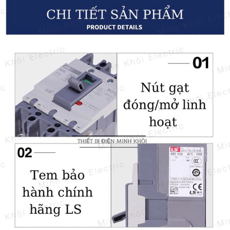 Aptomat Khối 3 Pha LS ABE và ABN 20A ~ 100A, cầu dao điện MCCB LS 3P ABN, ABE, cầu dao tự động, át khối, atomat, CB khối