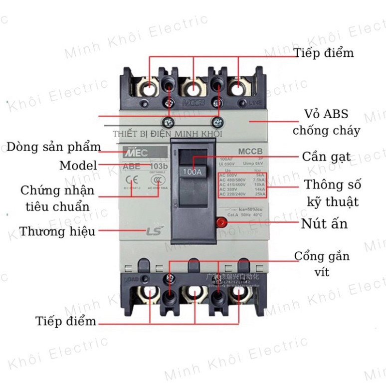 Aptomat Khối 3 Pha LS ABE và ABN 20A ~ 100A, cầu dao điện MCCB LS 3P ABN, ABE, cầu dao tự động, át khối, atomat, CB khối