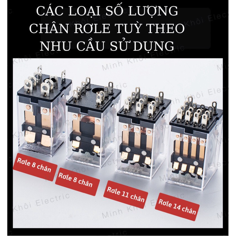 Rơ le trung gian Chint 8 và 14 chân kèm đế,relay Chint 220V,24V,12V, relay trung gian chint, ro le trung gian Cao Cấp