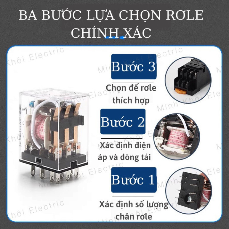 Rơ le trung gian Chint 8 và 14 chân kèm đế,relay Chint 220V,24V,12V, relay trung gian chint, ro le trung gian Cao Cấp
