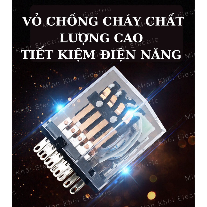Rơ le trung gian Chint 8 và 14 chân kèm đế,relay Chint 220V,24V,12V, relay trung gian chint, ro le trung gian Cao Cấp
