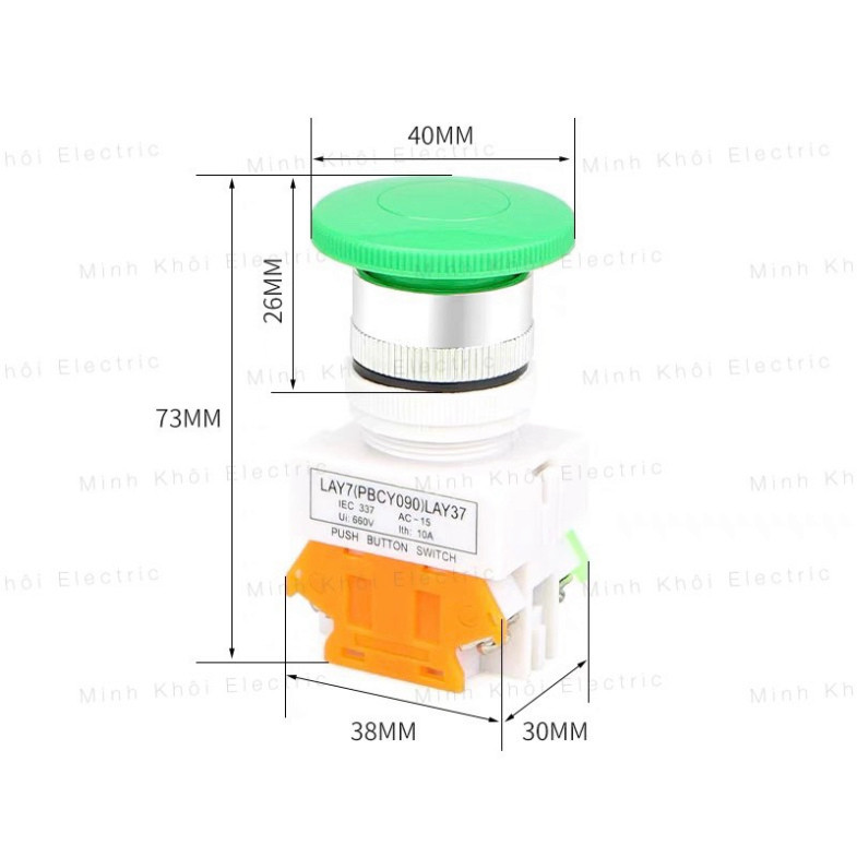 Nút nhấn nhả có đèn phi 22 đầu nấm,nút nhấn tủ điện chống nước dạng nấm, công tắc nút nhấn tự động,công tắc nút nhấn đề