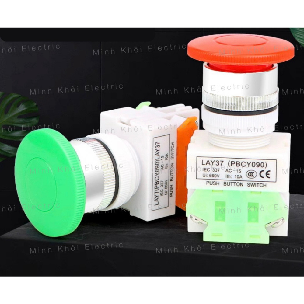 Nút nhấn nhả có đèn phi 22 đầu nấm,nút nhấn tủ điện chống nước dạng nấm, công tắc nút nhấn tự động,công tắc nút nhấn đề