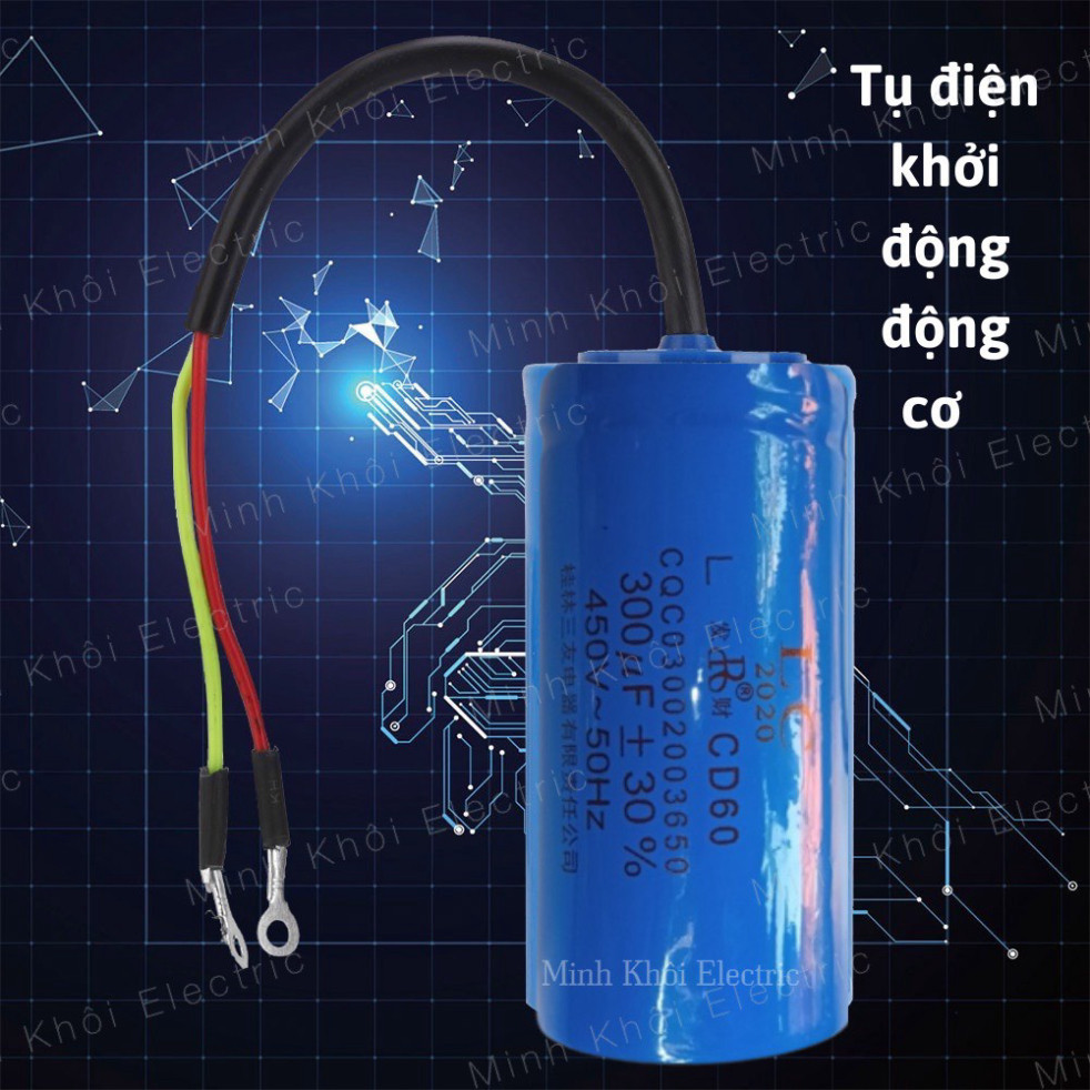 Tụ Khởi Động Mô Tơ, tụ điện LC, tu điện khởi động động cơ, tu đề 450VAC - Xanh Dương 200uF, 300uF Cao Cấp