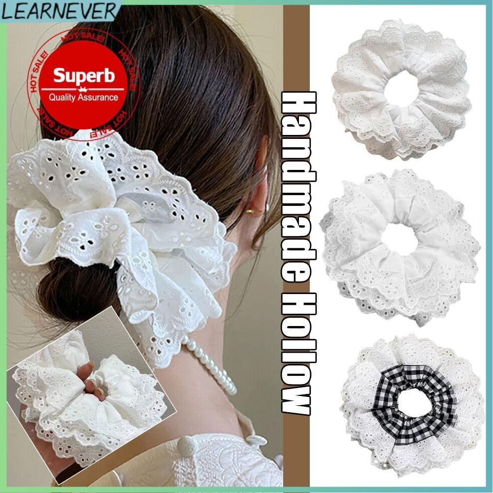 LEARNEVER Dây Cột Tóc Ren Trắng Ngọt Ngào Thời Trang Cho Nữ S6U4