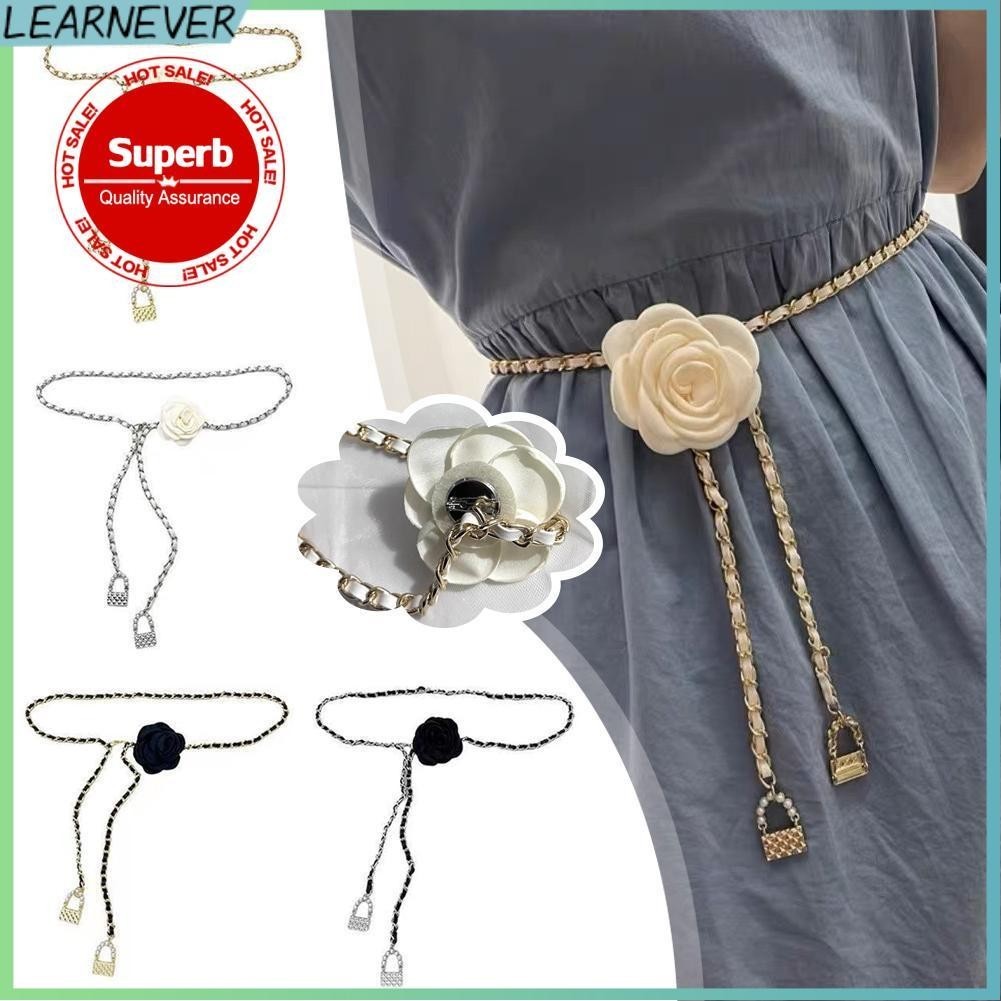LEARNEVER Dây Xích Đeo Hông Bằng Kim Loại Họa Tiết Hoa Trà Trang Trí Đầm y0t4
