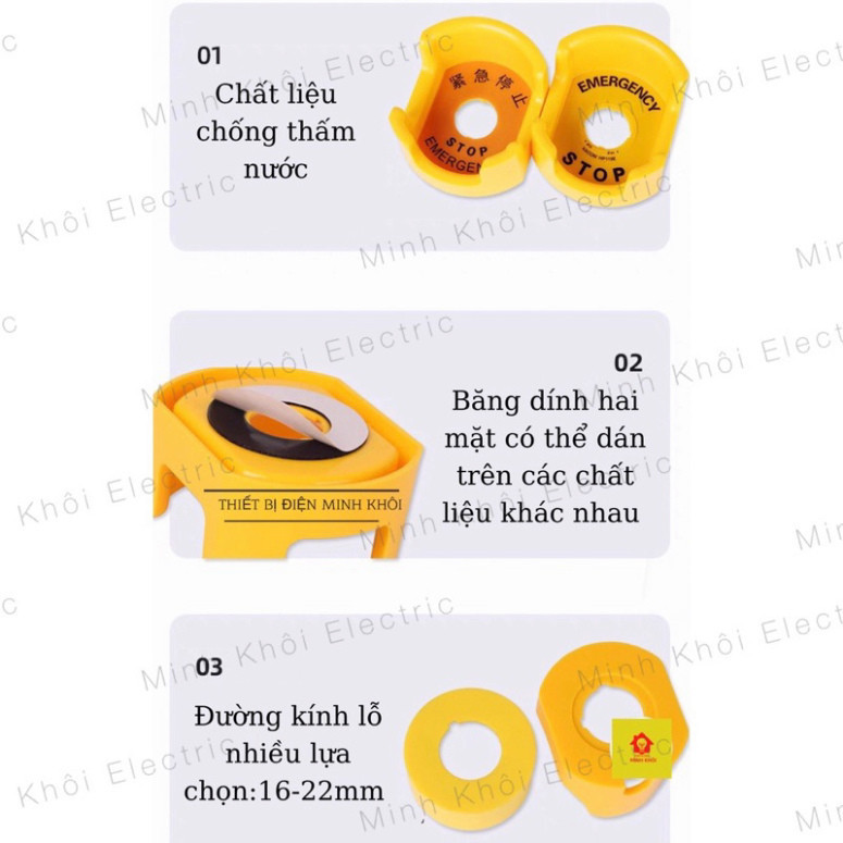 Nắp Chụp Bảo Vệ Nút Dừng Khẩn Cấp Phi 22mm, vòng bảo vệ nút dừng,vòng chụp bảo vệ, vỏ bảo vệ nút stop,vòng đệm tròn Cao