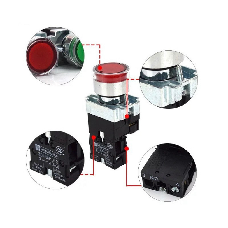 Nút nhấn nhả có đèn phi 22 Temenique,nút nhấn tủ điện Temenique chống nước, nút nhấn giữ, nút ấn nhả, nút ấn giữ 22mm Ca