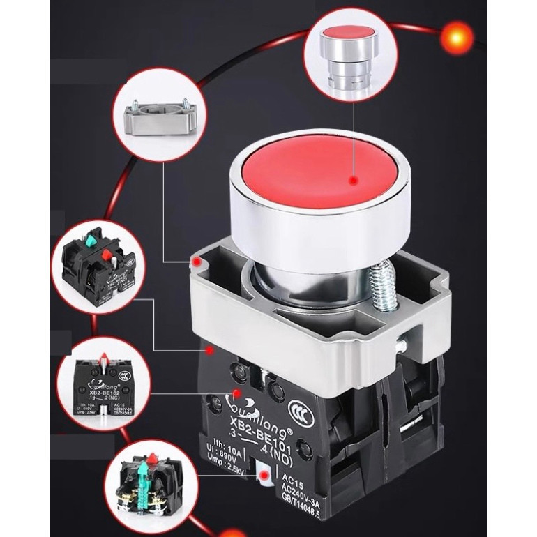 Nút nhấn nhả có đèn phi 22 Temenique,nút nhấn tủ điện Temenique chống nước, nút nhấn giữ, nút ấn nhả, nút ấn giữ 22mm Ca