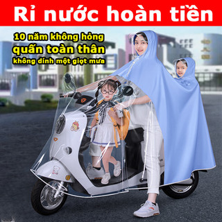 Áo mưa nửa trước trong suốt cho Mẹ và Bé,Vành đôi có thể tháo rời, vải mềm và nhanh khô