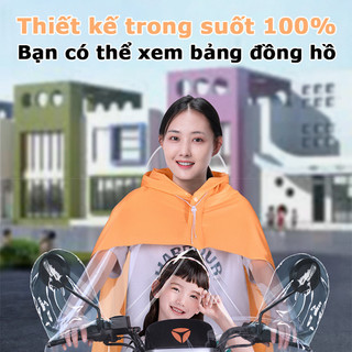 Áo mưa nửa trước trong suốt cho Mẹ và Bé,Vành đôi có thể tháo rời, vải mềm và nhanh khô